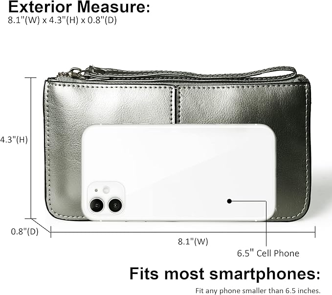 befen Genuine Leather Wristlet Clutch for Women Ultra-Slim Ladies Credit Card Holder Wallet Purses with RFID Protection