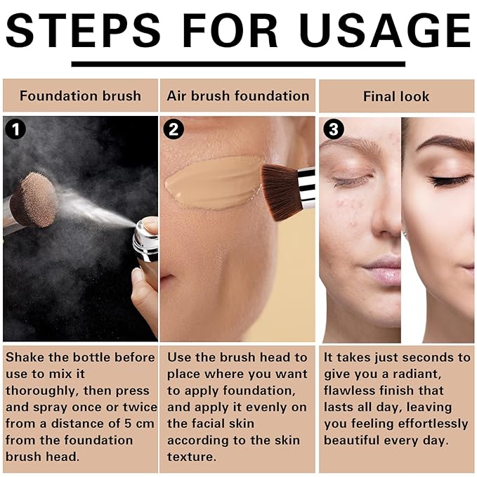 Magic Minerals Airbrush Foundation Makeup - Silky Lightweight Spray Foundation Makeup Air Brush Flawless Setting Spray for Mature Skin (04 Porcelain Color)