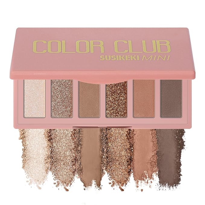 6 Colors Mini Eyeshadow Makeup Palette Caramel & Bronzed Neutral Tone Eye Shadow Matte & Shimmer Nude Make Up Pallet with Mirror Blendable Highly Pigmented Travel Size Gift Kit 05