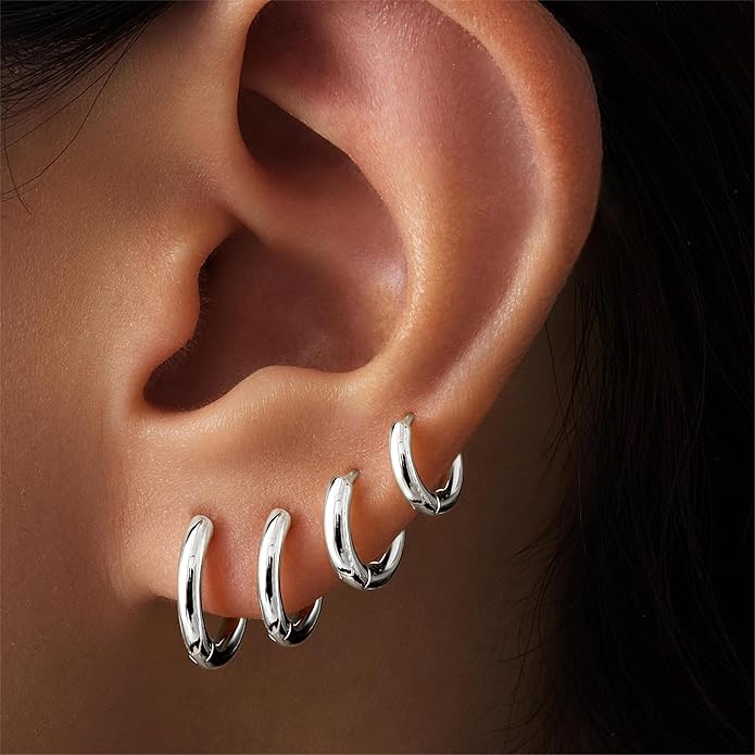 Small Gold Huggie Hoop Earrings Set for Women Men Hypoallergenic 14K Plated Stack Cartilage Earrings, Multiple Piercing Lightweight Mini Thin Cute Dainty Trendy Jewelry Set Christmas Gifts for Women