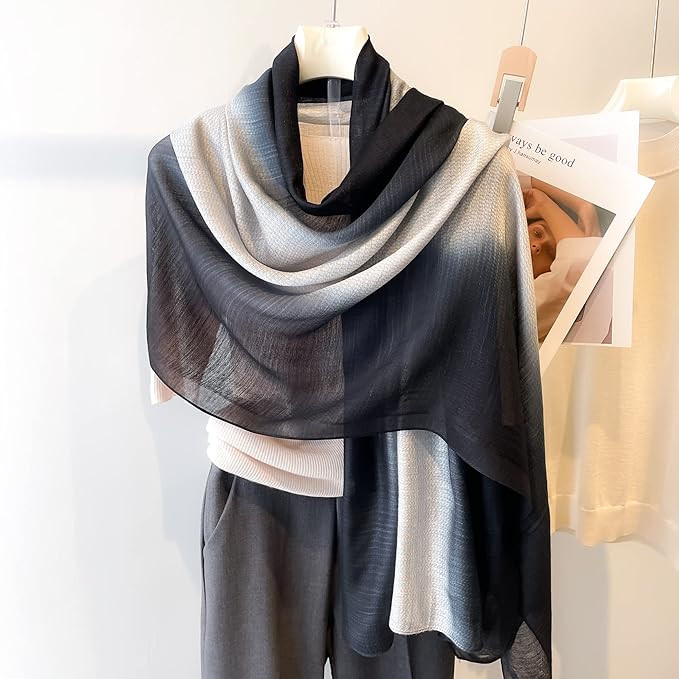 WINCESS.YU Women Gradient Scarf Long Shawls and Wraps Fashion Plain Pashmina Formal Scarf