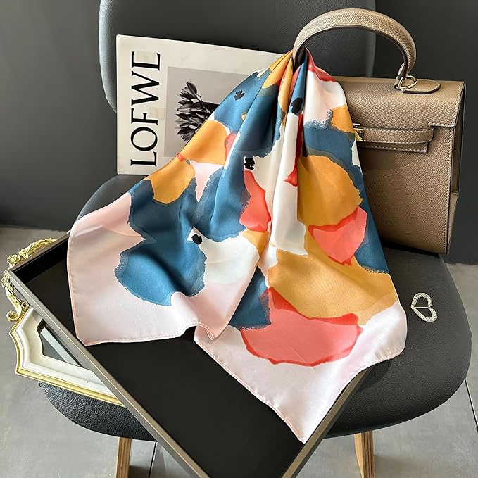 27.5 Inches Satin Bandanas Head Scarf for Women Silk Neck Scarves Accessories for Sleeping Handbags Scarf