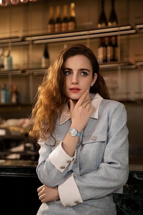 GOLDEN MAPLE Dainty Watches for Women, Mother-of-Pearl Dial and Swiss Quartz Movement, Ladies Watch with Leather Strap