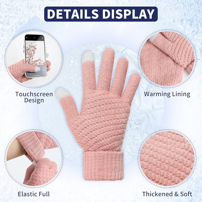 Omisy 4 Pairs Winter Gloves Women Touchscreen Cold Weather, Valentines Day Gifts for Her Wife Mom Girlfriend, Wam Mitten