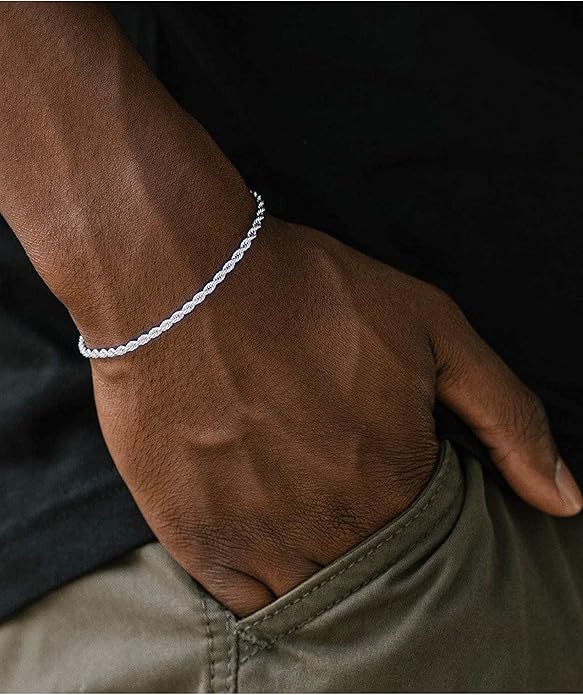 nometo 925 Sterling Silver Rope Chain Bracelet Box Chain Bracelet 2mm3mm5mm Silver/Gold Plated Bracelet for Men Women Silver Bracelet 6.5-9 Inches