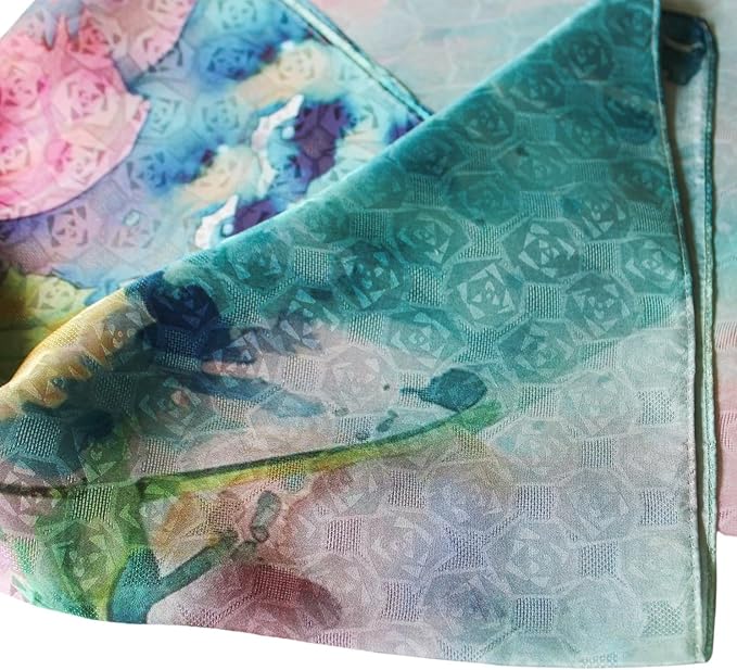 100% Mulberry Silk Scarfs for Women Floral Print Satin Long Scarf for Headscarf Hair Wraps Shawl with Gift Packed