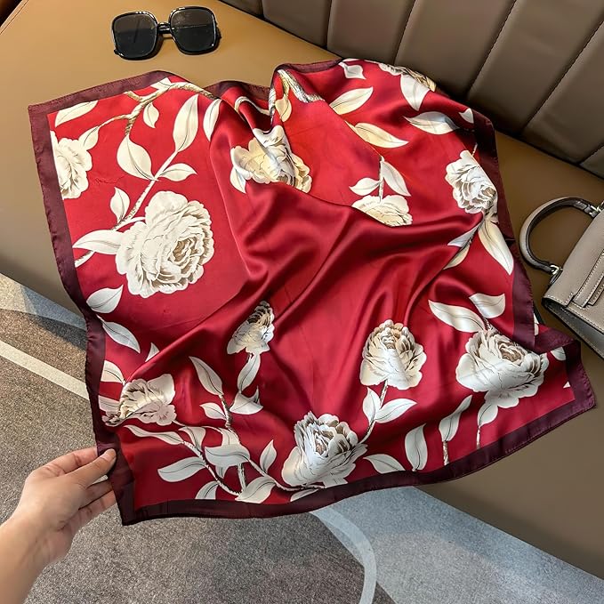 27.5 Inches Satin Bandanas Head Scarf for Women Silk Neck Scarves Accessories for Sleeping Handbags Scarf