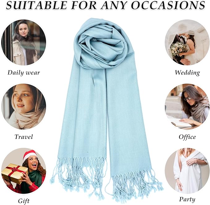 Achillea Soft Silky Pashmina Scarf for Women – Shawl Wrap for Evening Dresses, Bridesmaids, Weddings & Everyday Wear