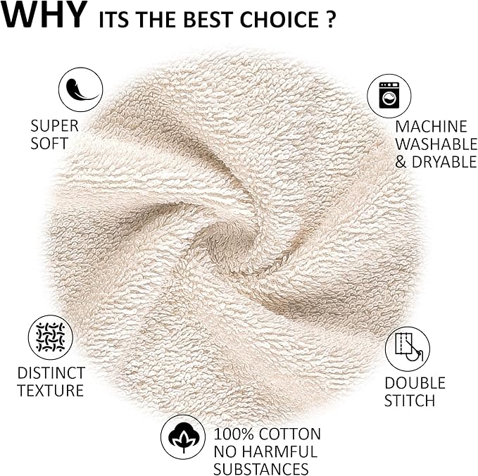 Quick-Dry, Soft & High Absorbent Bath Towels Cotton Turkish Bath Towel Set of 6 | Daily Use 100% Cotton Towels for Bathroom, Gym & More | Bathroom Towels Set (6 Pcs, Ivory Lace)