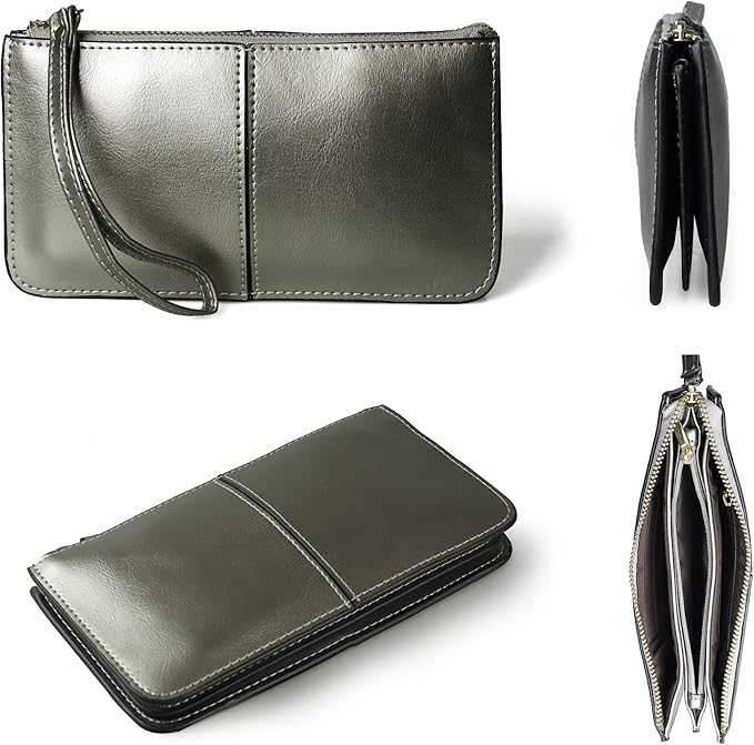 befen Genuine Leather Wristlet Clutch for Women Ultra-Slim Ladies Credit Card Holder Wallet Purses with RFID Protection