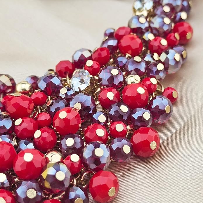 Bocar Fashion Crystal Chunky Collar Statement Necklace Earring Set for Women Gift (NK-10260)