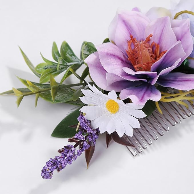 Flower Hair Clip for Women - Elegant Hair Accessory for Wedding, Party & Daily Wear (Lavender)