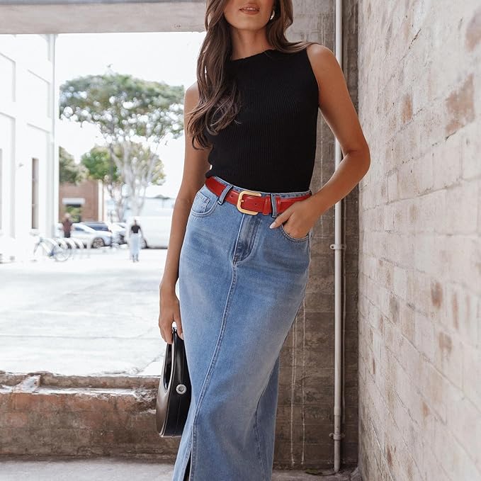 VONMELLI Leather Belts for Women Fashion Wasit Ladies Belt for Jeans Pants Dresses with Pin Buckle