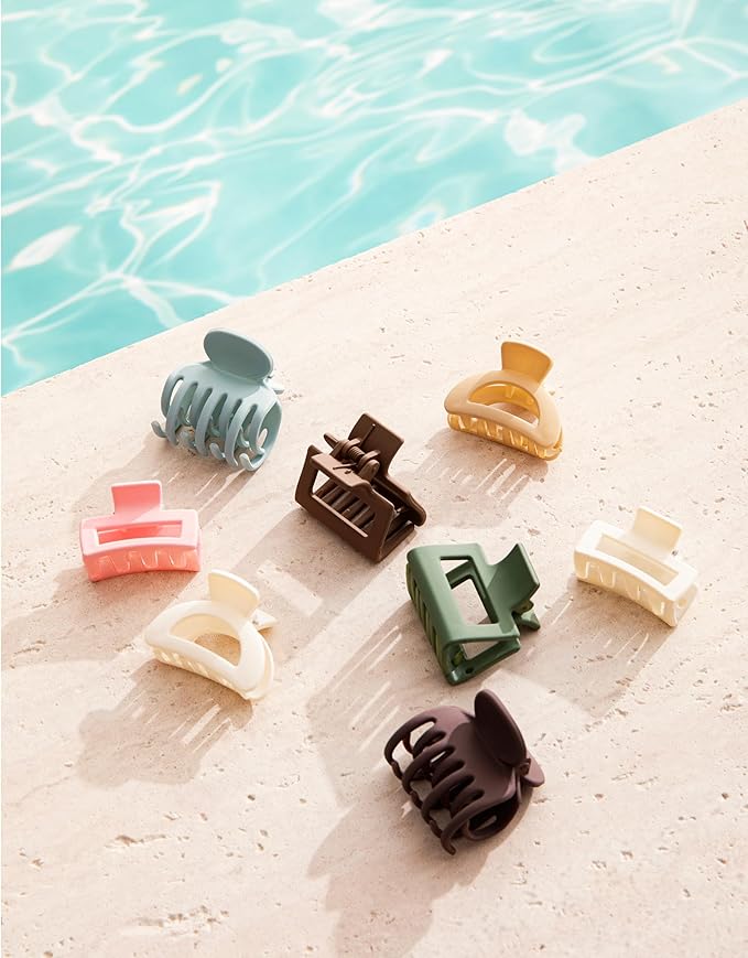 Small Hair Clips for Women Girls, 8 PCS 1.6 Inch Hair Claw Clips for Thin/Medium Thick Hair 4 Style Matte Hair Jaw Clips Non-Slip Tiny Hair Accessories