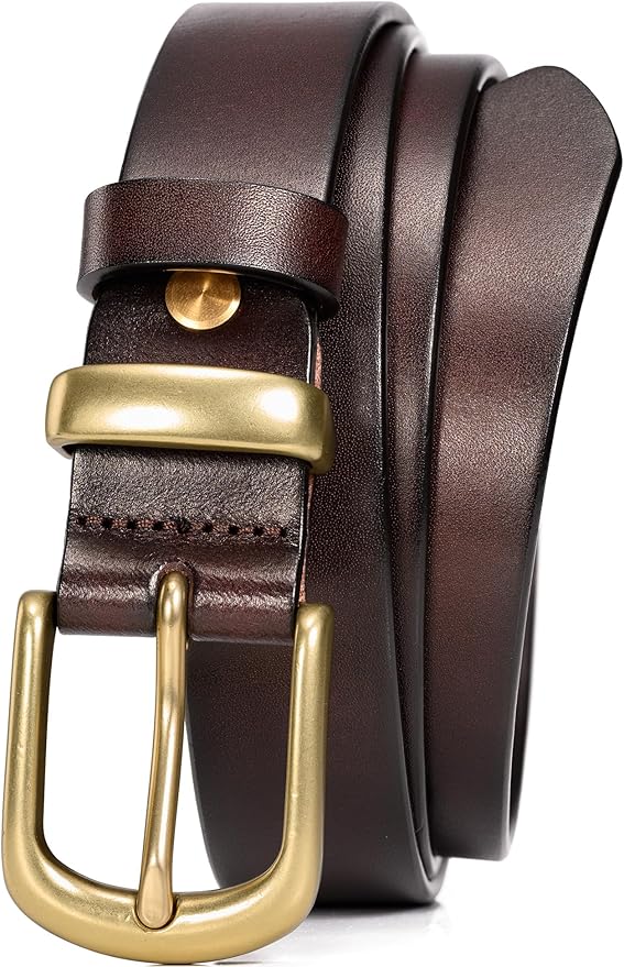 WOLFANT Womens Belts for Jeans in Gift Box,1.1" Ladies Belt with Gold Buckle,100% Italian Full Grain Real Solid Leather