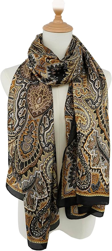 YOUR SMILE Large Mulberry Silk Feeling Long Stain Scarf Lightweight Sunscreen Shawls Wraps for Women