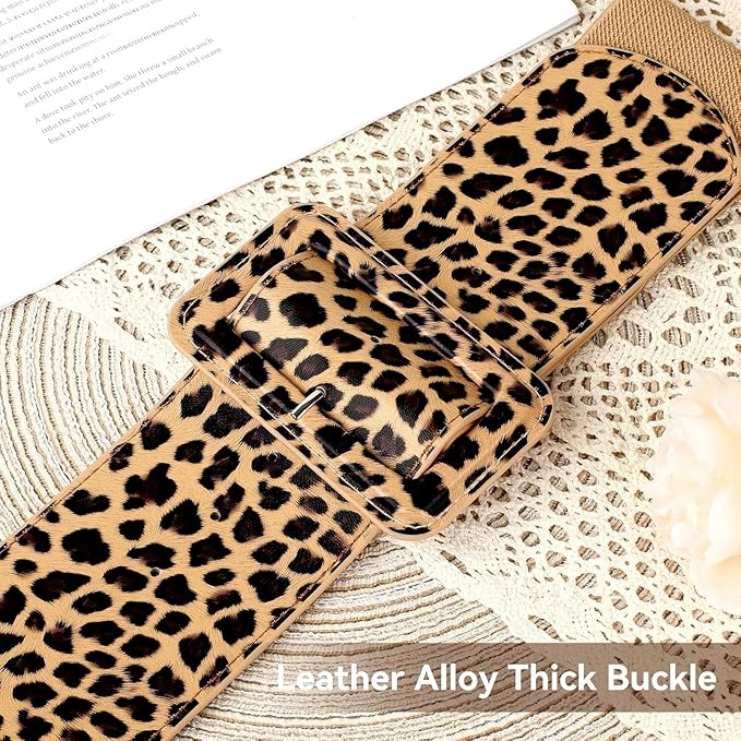 Wide Patent Leather Cinch Belt - Fashion Square Buckle Waist Belt for Dresses and Coats