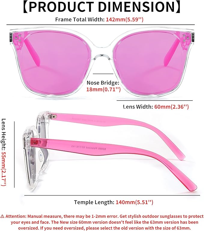 FEISEDY Oversized Polarized Sunglasses - UV400 Protection, Square Fashion Sun Glasses for Outdoor & Daily B2600