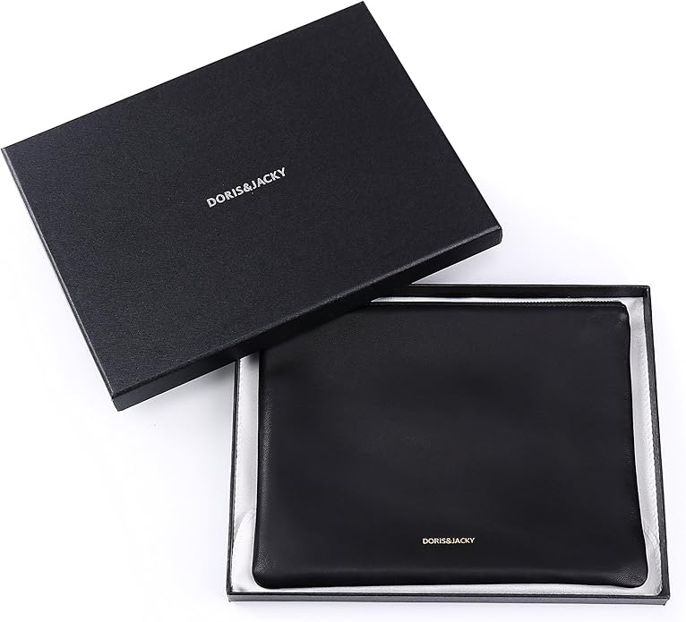 DORIS&JACKY Lambskin Leather Wristlet Clutch Purse for Women Soft Designer Slim Cell Phone Pouch Bag with Detachable Strap