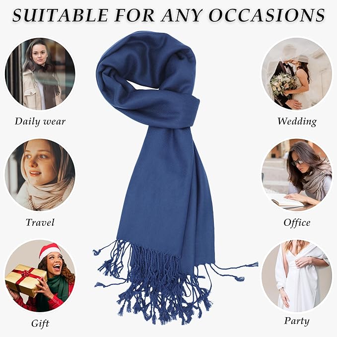Achillea Soft Silky Pashmina Scarf for Women – Shawl Wrap for Evening Dresses, Bridesmaids, Weddings & Everyday Wear