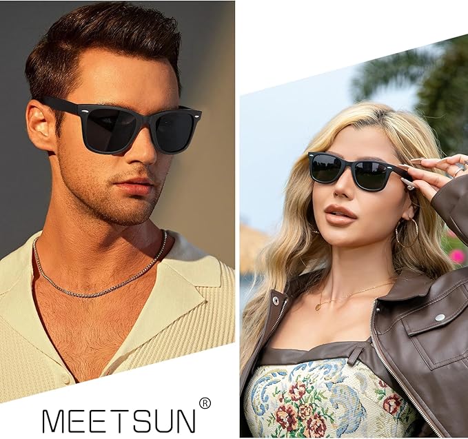 MEETSUN Polarized Sunglasses for Women Men Classic Retro Square Frame Driving Sun Glasses UV Protection