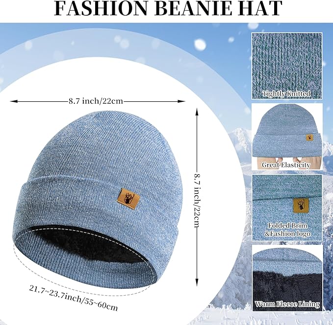 Winter Warm Beanie Hat Touchscreen Gloves Long Scarf Set for Women with Headband, Knit Cap Scarves with Tassel for Women