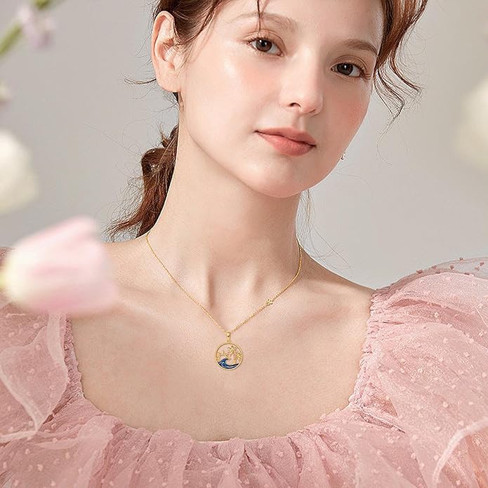 ELFRONT Mothers Day Gifts 14k Real Gold Dainty Necklace, Solid Gold Delicate Pendant For Women Mom Lover