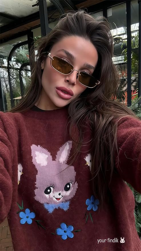 Retro Y2k Sunglasses for Women Men,Trendy Semi-Rimless Sun Glasses Irregular Narrow Gold Sunnies UV400