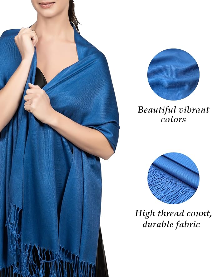 Achillea Soft Silky Pashmina Scarf for Women – Shawl Wrap for Evening Dresses, Bridesmaids, Weddings & Everyday Wear