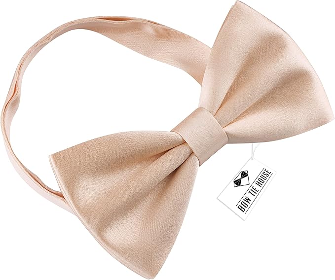 Bow Tie House Real Silk Classic Pre-Tied Bow Tie Formal Solid Tuxedo with Gift Box