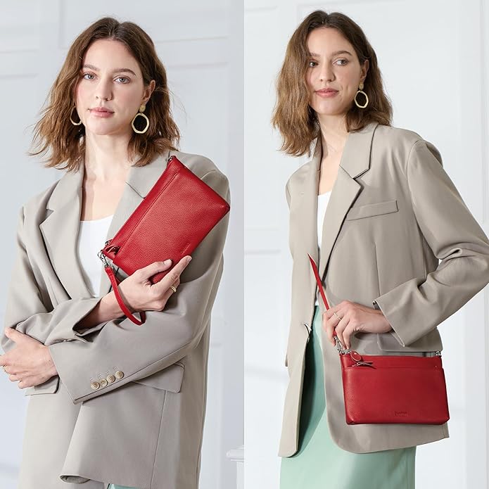 befen Genuine Leather Wristlet Clutch Wallet Purses with RFID Blocking, Small Crossbody Bags Shoulder Handbag for Women