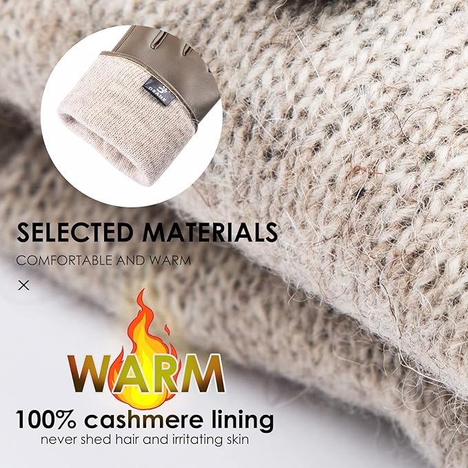 Dsane Womens Winter Leather Touchscreen Texting Warm Driving Lambskin Pure Genuine leather Gloves