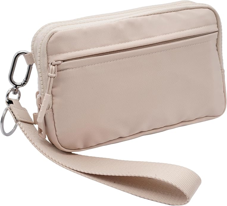 Wristlet Wallets for Women Checkered Nylon Quilted Wallet Travel Crossbody Bags with 4 Zippers Coin Card Phone Holder