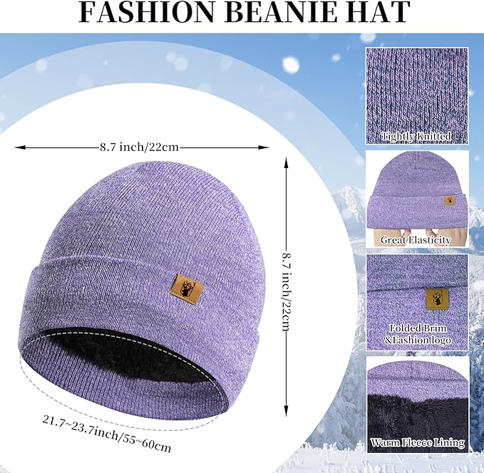 Winter Warm Beanie Hat Touchscreen Gloves Long Scarf Set for Women with Headband, Knit Cap Scarves with Tassel for Women