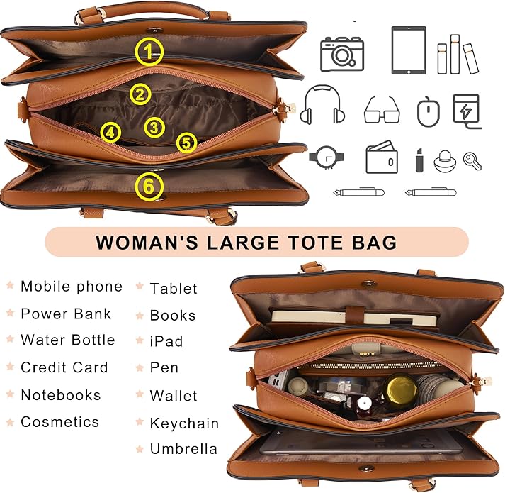 Purses for Women Handbag Wallet Tote Shoulder Hobo Bag Top Handle Satchel Purse Set 2pcs with 3 Compartments