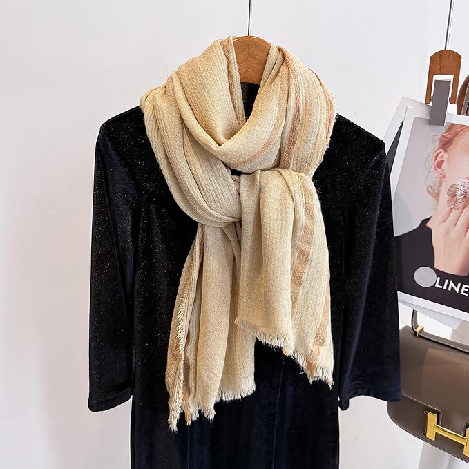 WINCESS.YU Women Gradient Scarf Long Shawls and Wraps Fashion Plain Pashmina Formal Scarf