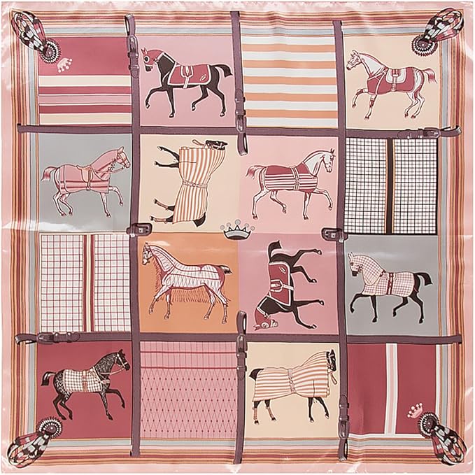 YOUR SMILE Silk Like Scarf Women's Fashion Pattern Large Square Satin Headscarf Headdress