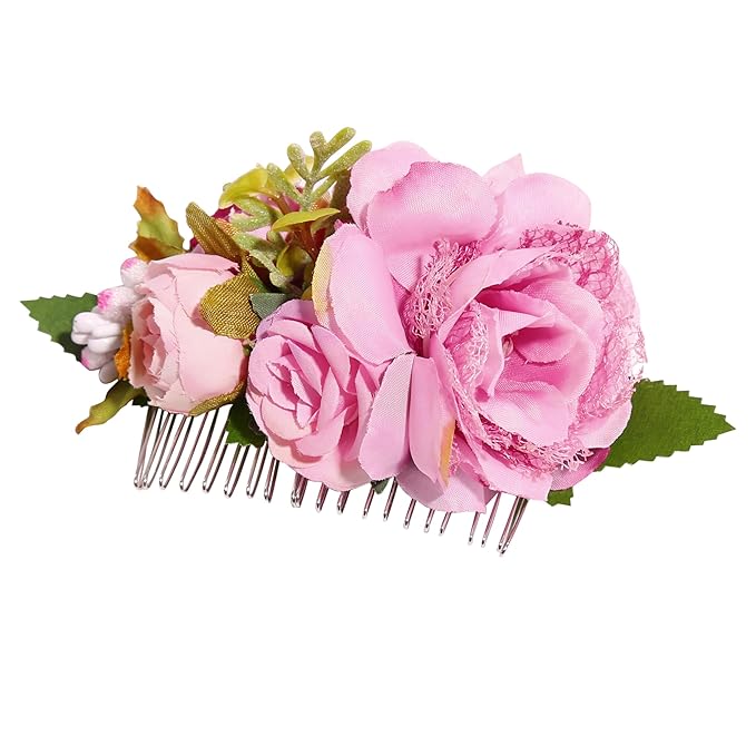 Flower Hair Clip for Women - Elegant Hair Accessory for Wedding, Party & Daily Wear (Pink)