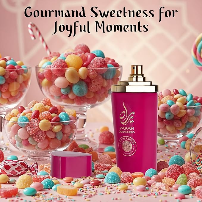 SAADAH Yarah Candilicious Eau De Parfum for Women 4.0 Fl.oz, 120ml Fruity Floral Gourmand Perfume, Sweet Strawberry Vanilla Cotton Candy, Gardenia Amber Musk, Long Lasting Luxury Fragrance
