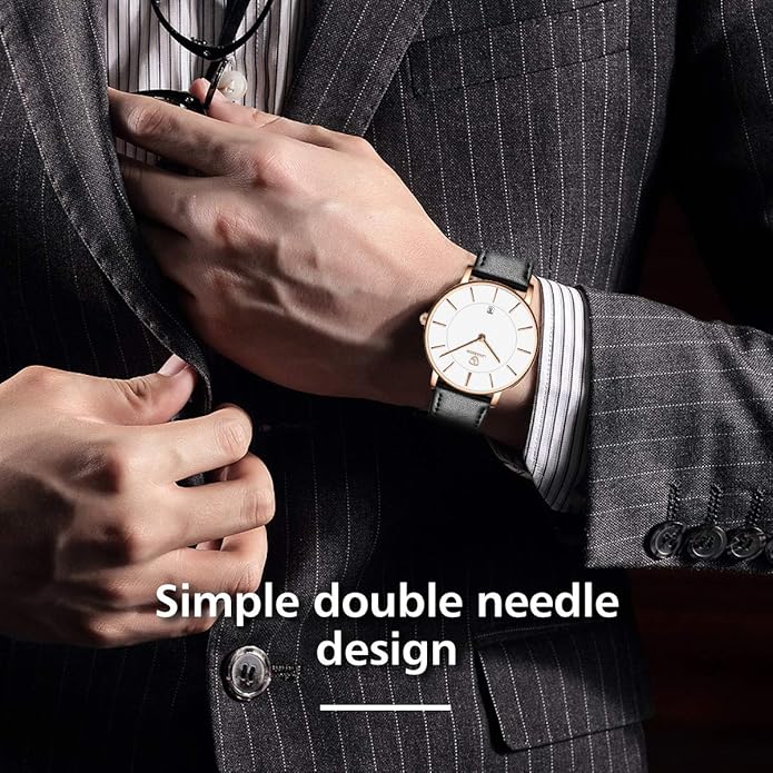 BEN NEVIS Watch, Mens Watch, Minimalist Fashion Simple Wrist Watch Analog Date with Leather Strap