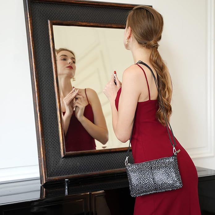befen Genuine Leather Wristlet Clutch Wallet Purses Small Crossbody Bags for Women with RFID Blocking Card Slots