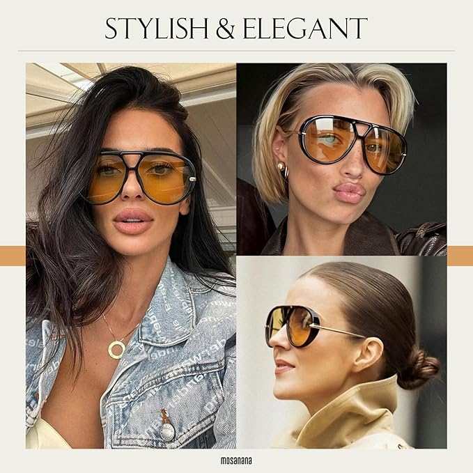 mosanana Trendy Oversized Aviator Sunglasses for Women Retro Style MS52478