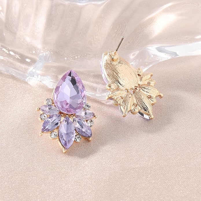 Vintage Rhinestone Earrings Fancy Crystal Cluster Drop Earrings Art Deco Earrings for Women