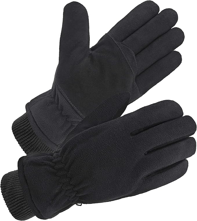 SKYDEER Winter Gloves with Soft Deerskin Suede Leather & Thermal Polar Fleece & Warm 3M Thinsulate Insulation (SD8661T)