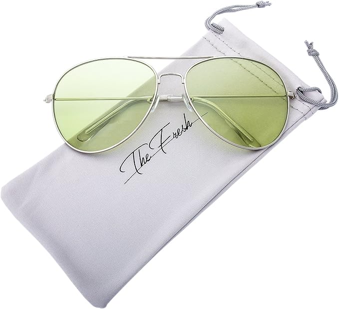 The Fresh Classic Aviator Frame Light Color Lens XL Oversized Sunglasses Gift Box