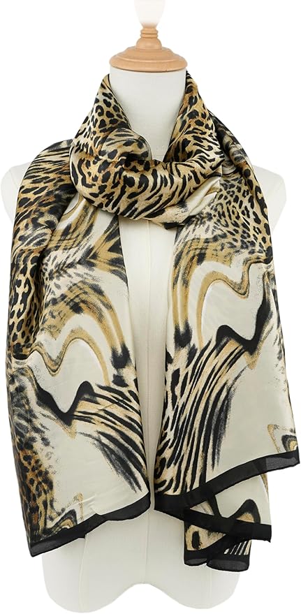 YOUR SMILE Large Mulberry Silk Feeling Long Stain Scarf Lightweight Sunscreen Shawls Wraps for Women