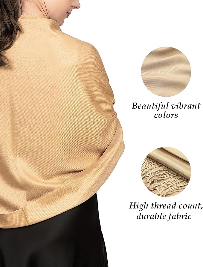 Achillea Soft Silky Pashmina Scarf for Women – Shawl Wrap for Evening Dresses, Bridesmaids, Weddings & Everyday Wear