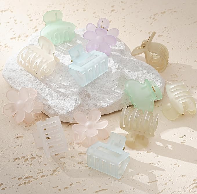 Jelly Colorful Hair Clips for Women, 12PCS Small Hair Clips 4 Style 1.6 Inch Banana Claw Clips Non-Slip Cute Hair Accessories Ideal Gifts for Girls
