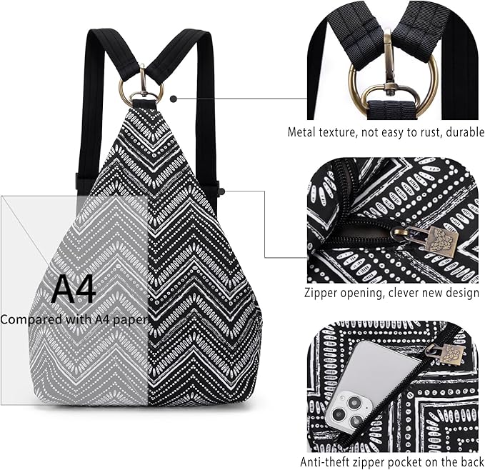 Black Butterfly Premium Backpack for Women, Bohemia Style Fashion Casual Daypack Backpack, Small Backpack Purse (40-black plus)