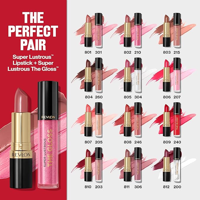 Revlon Super Lustrous Lip Gloss, Non-Sticky, Hydrating, High Shine Finish, 306 Taupe Luster, 0.13 oz